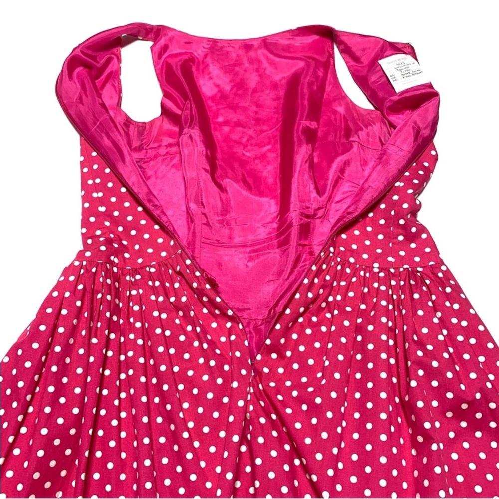 Tracy & Michael Barbie Pink Retro Drop Waist Polka Dot Midi Dress 8 - Picture 9 of 13